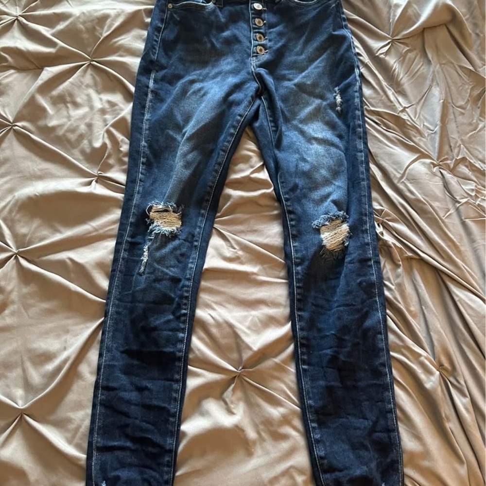 KanCan Dark Blue Distressed Skinny Jeans
